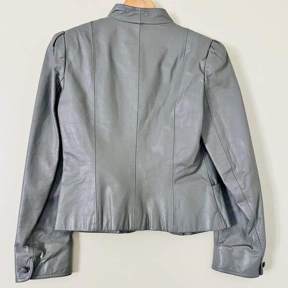 Vintage Foxmoor Women's Leather Blazer Jacket Gray Fitted Sz 7 Retro 80s - Picture 8 of 8